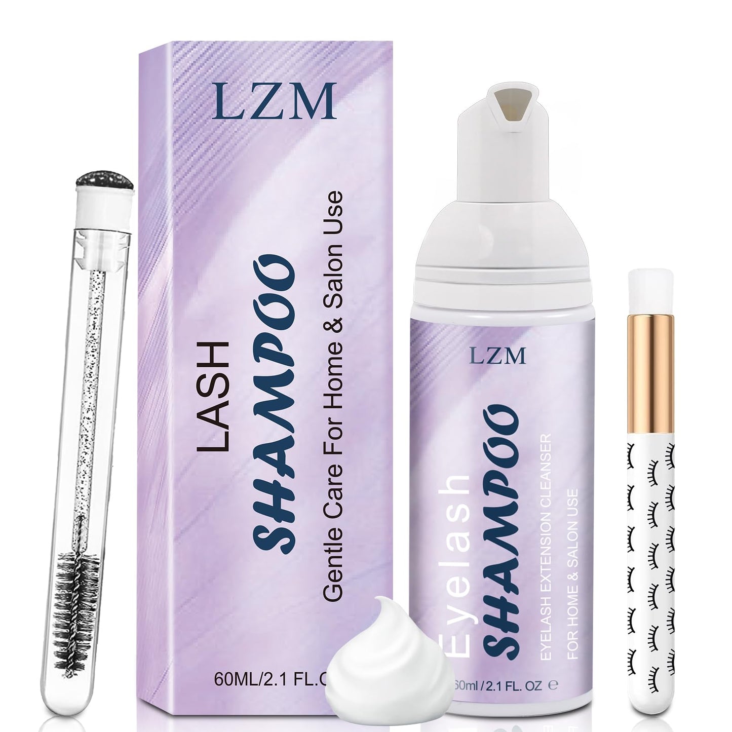 LZM Lash Shampoo Lash Cleaner - Lash Wash Cleaning kit for Cluster Lash